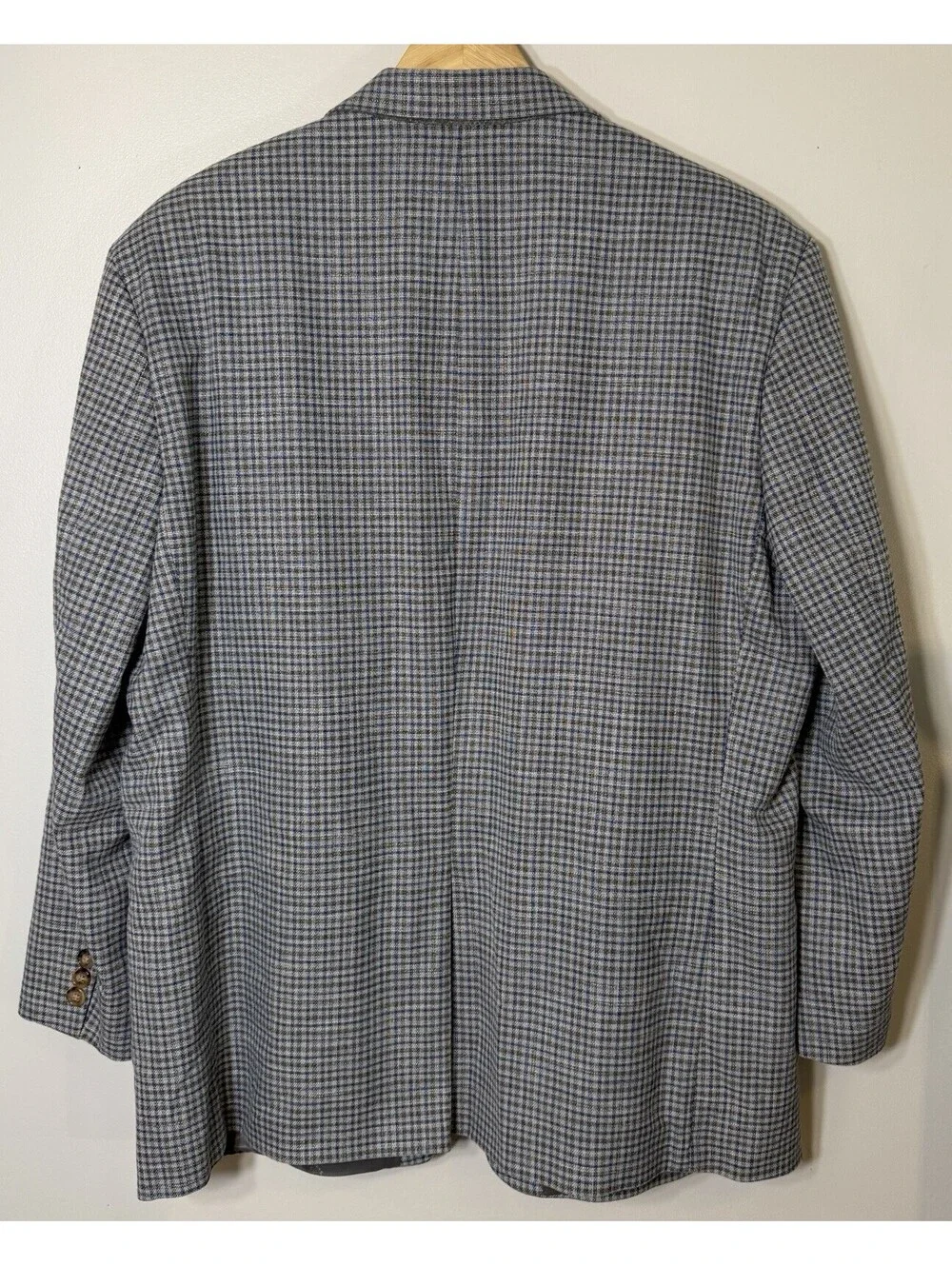 Lauren Ralph Lauren Blazer 46R Grey Blue Plaid Check Stretch Jacket Sport Coat